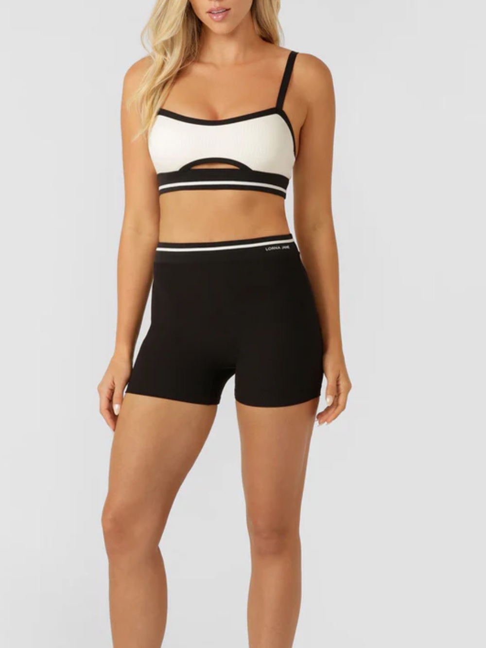 lorna jane ribbed black biker shorts